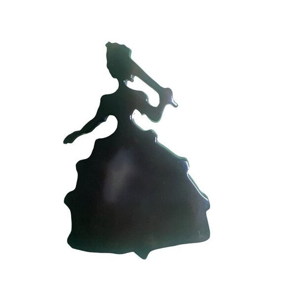 Princess Silhouette Pin Faux Tortoiseshell Black Brown Tan - Picture 1 of 6